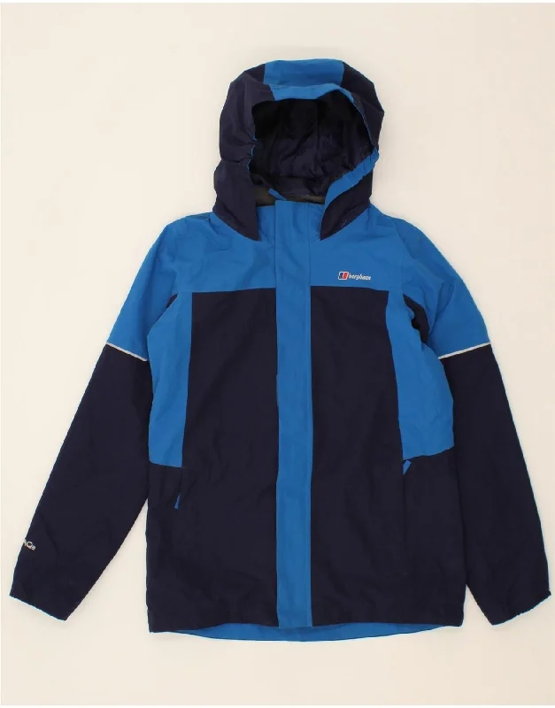 Men's Coats with Modern CutsBERGHAUS Boys Hooded Rain Jacket 12-13 Years Navy Blue Colourblock Men's Coats with Modern CutsBERGHAUS Boys Hooded Rain Jacket 12-13 Years Navy Blue Colourblock
