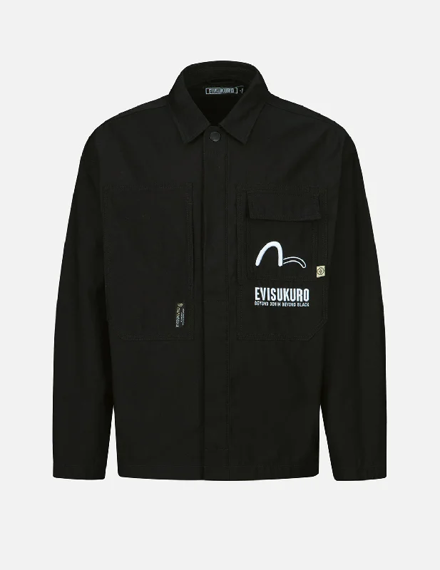Versatile Men's Pea CoatsCalligraphy Logo Printed Label Jacket