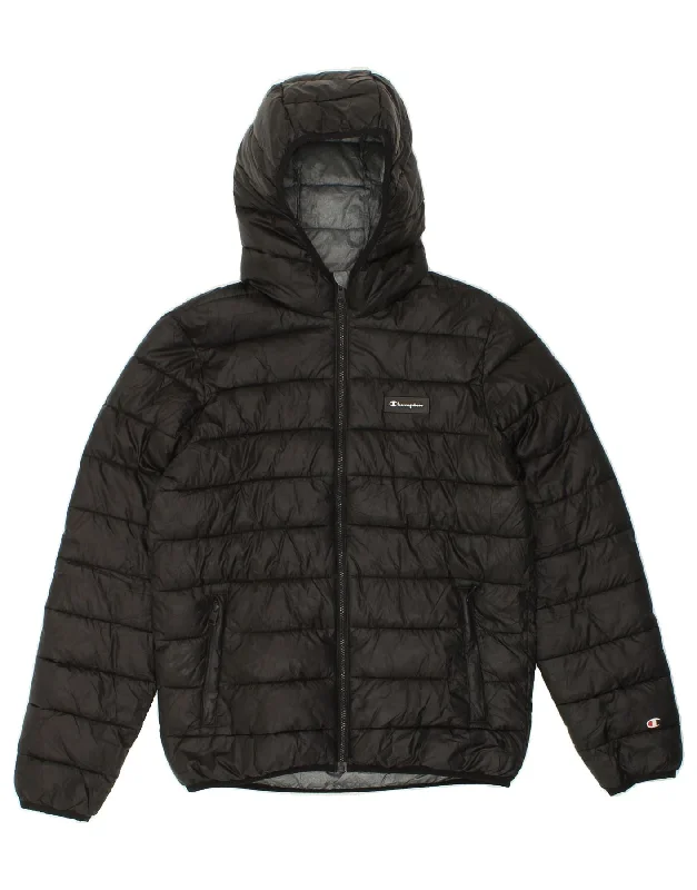 Elegant Men's Wool CoatsCHAMPION Mens Hooded Padded Jacket UK 38 Medium Black Polyester Elegant Men's Wool CoatsCHAMPION Mens Hooded Padded Jacket UK 38 Medium Black Polyester