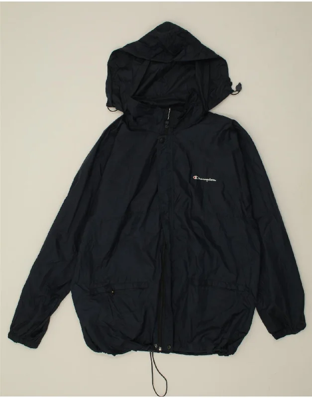 Men's Coats for Big and TallCHAMPION Mens Hooded Rain Jacket UK 40 Large Navy Blue Polyamide