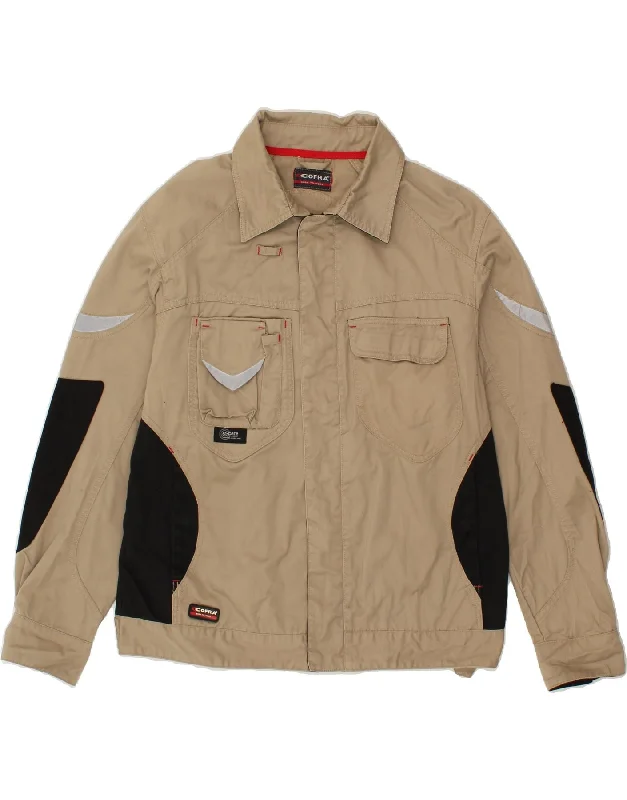 Men's Coats for WorkCOFRA Mens Utility Jacket IT 50 Large Beige Colourblock Cotton