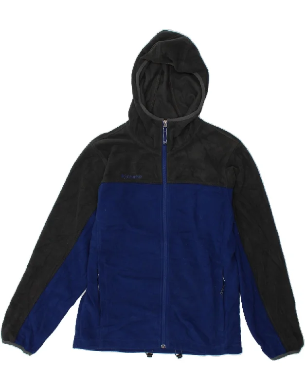 Men's Coats without LiningCOLUMBIA Mens Hooded Fleece Jacket UK 36 Small Blue Colourblock Polyester