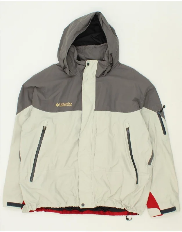 Men's Coats for Winter CampingCOLUMBIA Mens Hooded Rain Jacket UK 44 2XL Grey Colourblock Nylon Men's Coats for Winter CampingCOLUMBIA Mens Hooded Rain Jacket UK 44 2XL Grey Colourblock Nylon