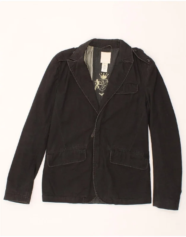 Men's Coats with HoodsDIESEL Mens Military Blazer Jacket UK 38 Medium Black Cotton