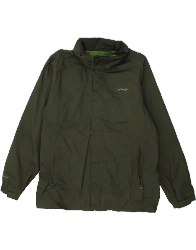 Men's Coats with Inner PocketsEDDIE BAUER Mens Rain Jacket UK 44 2XL Khaki Polyester Men's Coats with Inner PocketsEDDIE BAUER Mens Rain Jacket UK 44 2XL Khaki Polyester