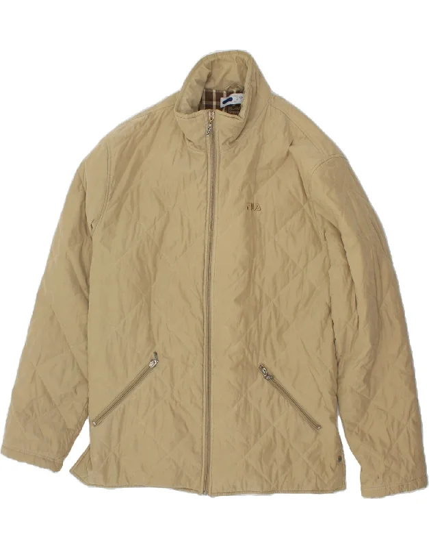Men's Coats for Winter CampingFILA Mens Quilted Jacket UK 40 Large Beige Polyester