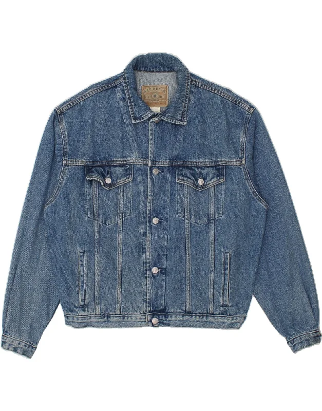 Men's Coats with Adjustable HemsGAP Mens Denim Jacket UK 40 Large Blue Cotton