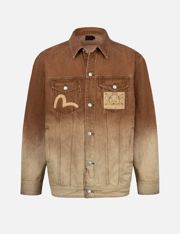 Versatile Men's Pea CoatsGradient Spray Dye Daicock Jacket