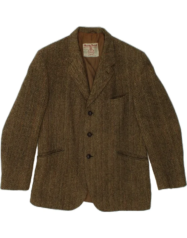 Men's Coats for Every OccasionHARRIS TWEED Mens 3 Button Blazer Jacket UK 38 Medium Khaki Herringbone