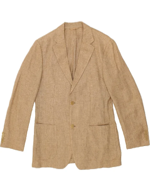 Men's Coats with Magnetic ClosuresHUGO BOSS Mens 2 Button Blazer Jacket UK 38 Medium Beige Linen