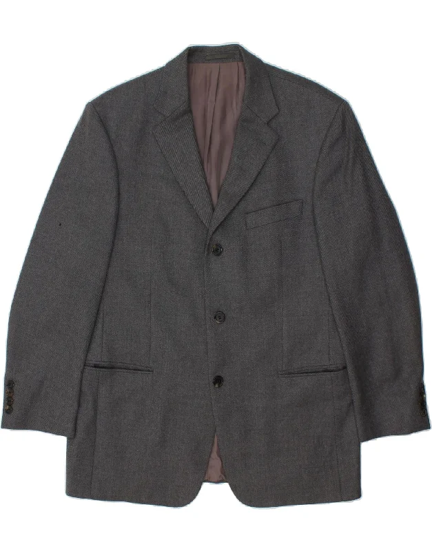 Men's Coats without LiningHUGO BOSS Mens 3 Button Blazer Jacket UK 42 XL Grey Wool