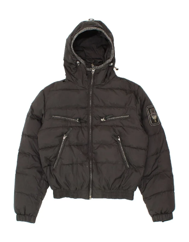 Men's Coats for BikingKEJO Mens Hooded Padded Jacket UK 36 Small Black Polyamide