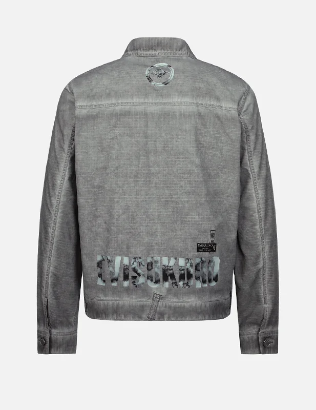 Men's Coats with Quilted LiningLogo Print Garment Dye Jacket