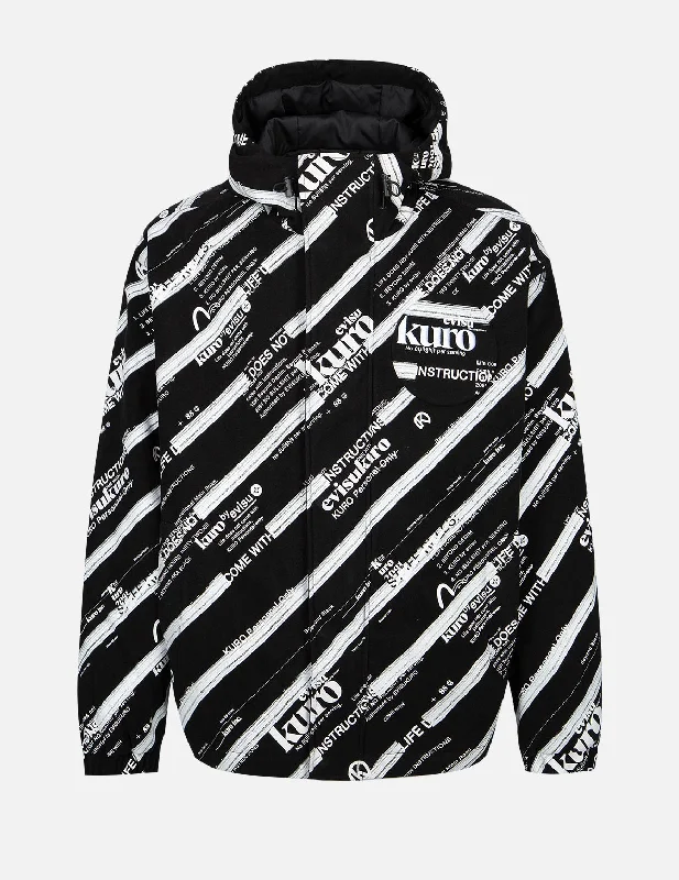 Weather-Resistant Men's CoatsMonogram Logo and Slogan Print Padded Jacket