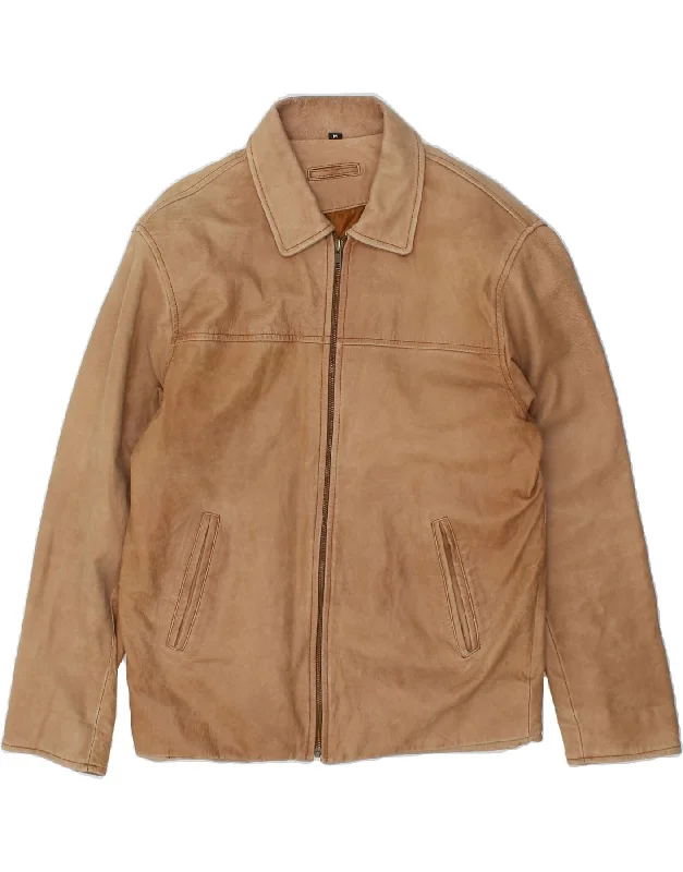 Men's Coats for Skinny MenMONTANA Mens Leather Jacket UK 38 Medium Brown Leather
