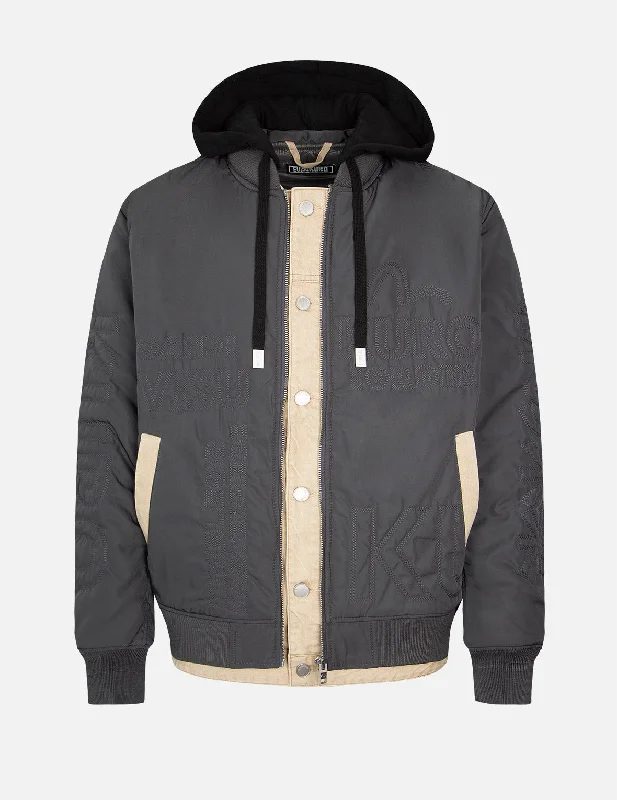 Men's Coats with PocketsMulti Logo Embroidery Mock 3-in-1 Padded Bomber Jacket