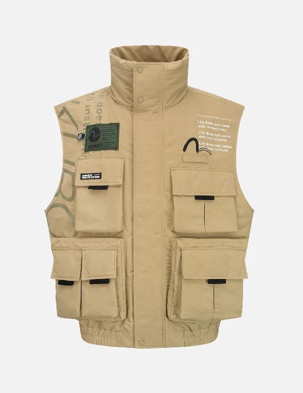 Men's Coats with Ripstop FabricMulti Pocket Padded Vest Jacket