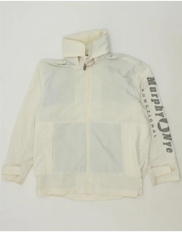Men's Coats with Breathable FabricMURPHY & NYE Mens Graphic Hooded Rain Jacket UK 38 Medium Off White Men's Coats with Breathable FabricMURPHY & NYE Mens Graphic Hooded Rain Jacket UK 38 Medium Off White