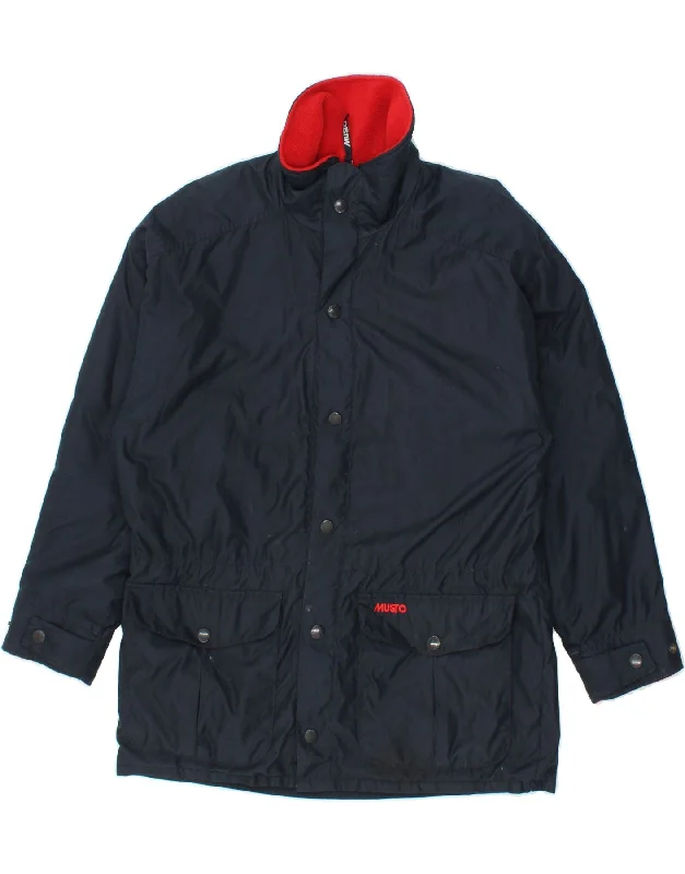 Men's Coats with Contrast StitchingMUSTO Mens Windbreaker Jacket UK 36 Small Navy Blue Polyester Men's Coats with Contrast StitchingMUSTO Mens Windbreaker Jacket UK 36 Small Navy Blue Polyester