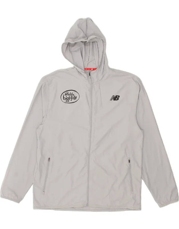 Men's Coats for Formal EventsNEW BALANCE Mens Graphic Hooded Rain Jacket UK 40 Large Grey Polyester Men's Coats for Formal EventsNEW BALANCE Mens Graphic Hooded Rain Jacket UK 40 Large Grey Polyester