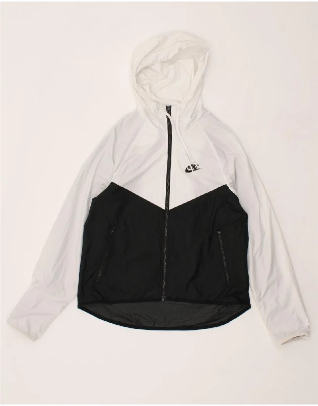 Comfortable Men's ParkasNIKE Mens Hooded Rain Jacket IT 34 XS White Colourblock Polyester Comfortable Men's ParkasNIKE Mens Hooded Rain Jacket IT 34 XS White Colourblock Polyester
