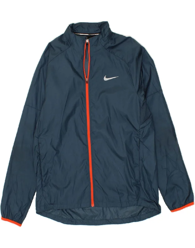 Men's Coats Made in ItalyNIKE Mens Rain Jacket UK 40 Large Navy Blue Polyester