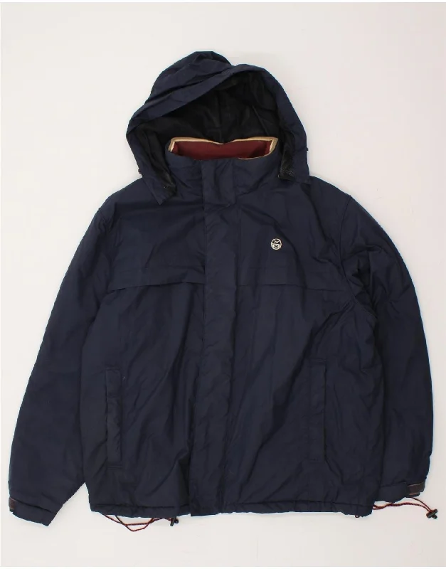 Men's Coats with Patchwork DesignsNORTH SAILS Mens Hooded Windbreaker Jacket UK 40 Large Navy Blue Polyester