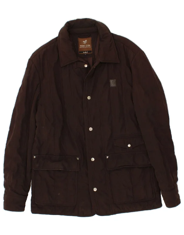 Men's Coats for Formal EventsPIERO GUIDI Mens Bomber Jacket UK 40 Large Brown Polyester