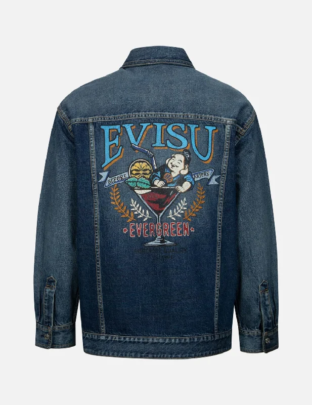 Men's Coats with Water-Repellent FabricPlayful Godhead Print Loose Fit Denim Shirt Jacket Men's Coats with Water-Repellent FabricPlayful Godhead Print Loose Fit Denim Shirt Jacket