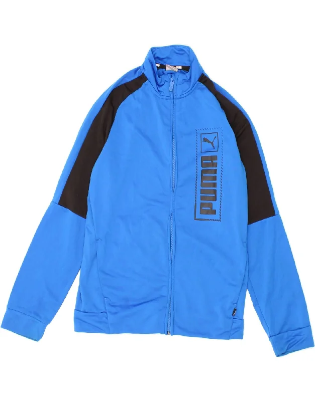 Men's Coats with VentilationPUMA Boys Graphic Tracksuit Top Jacket 13-14 Years Blue Colourblock