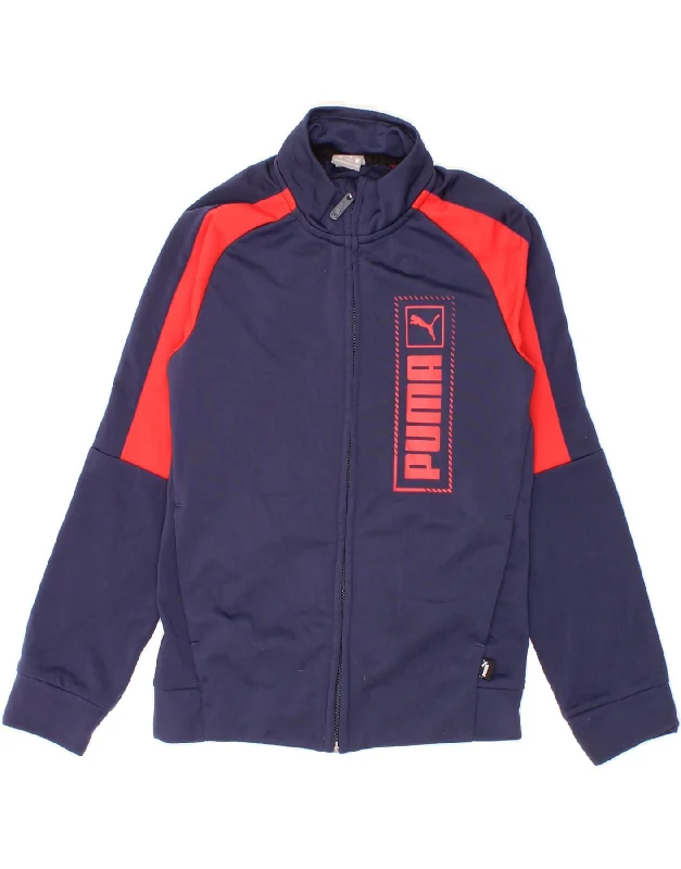 Men's Coats for Snowy WeatherPUMA Boys Graphic Tracksuit Top Jacket 9-10 Years  Navy Blue Colourblock