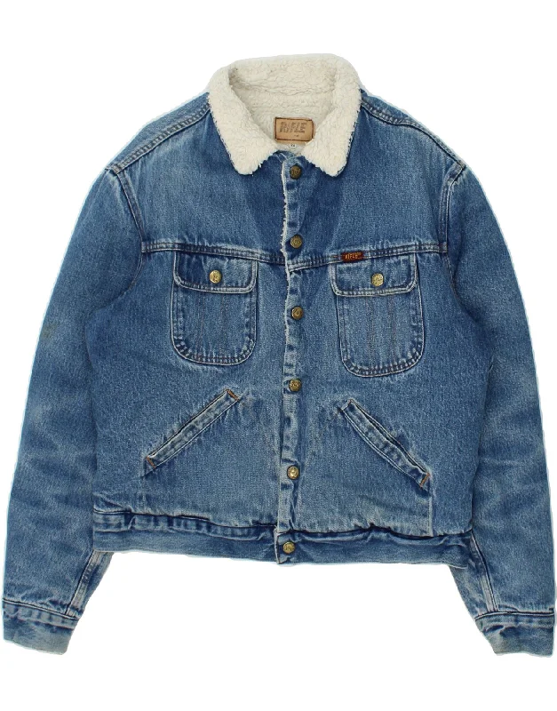 Men's Coats with Down InsulationRIFLE Mens Denim Sherpa Jacket UK 44 2XL Blue Cotton Men's Coats with Down InsulationRIFLE Mens Denim Sherpa Jacket UK 44 2XL Blue Cotton