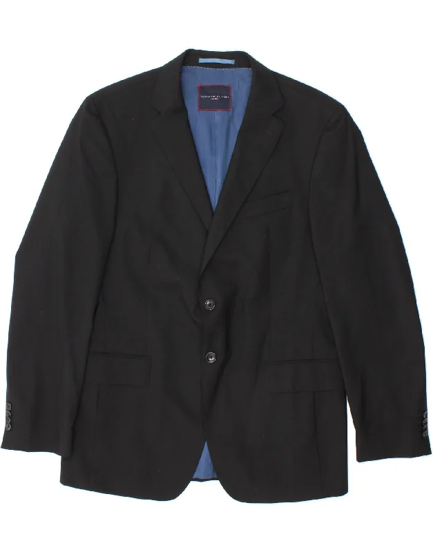 Men's Coats with LiningTOMMY HILFIGER Mens 2 Button Blazer Jacket UK 42 XL Black Virgin Wool Men's Coats with LiningTOMMY HILFIGER Mens 2 Button Blazer Jacket UK 42 XL Black Virgin Wool