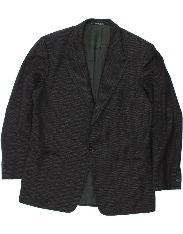Cool Men's Pea CoatsTRUSSARDI Mens 1 Button Blazer Jacket IT 52 XL Navy Blue Herringbone Wool Cool Men's Pea CoatsTRUSSARDI Mens 1 Button Blazer Jacket IT 52 XL Navy Blue Herringbone Wool