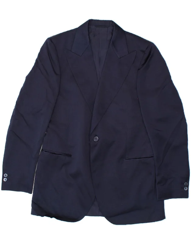 Men's Coats for SkiingVINTAGE Mens 1 Button Blazer Jacket IT 48 Medium Navy Blue