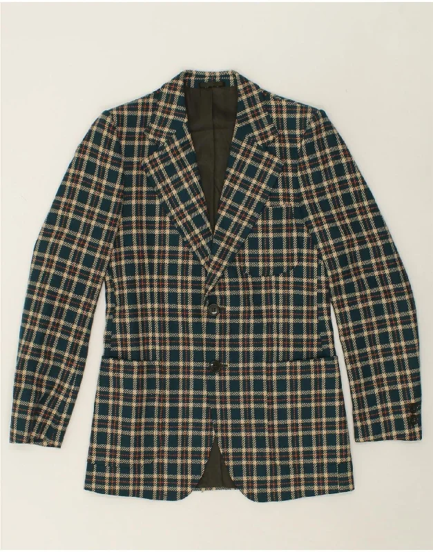 Men's Coats with Water-Repellent FabricVINTAGE Mens 2 Button Blazer Jacket UK 34 XS Green Check Men's Coats with Water-Repellent FabricVINTAGE Mens 2 Button Blazer Jacket UK 34 XS Green Check