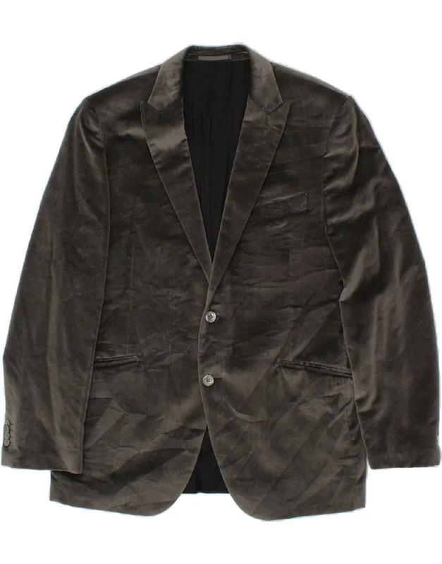 Men's Coats for BikingVINTAGE Mens 2 Button Blazer Jacket UK 56 3XL Grey Rayon