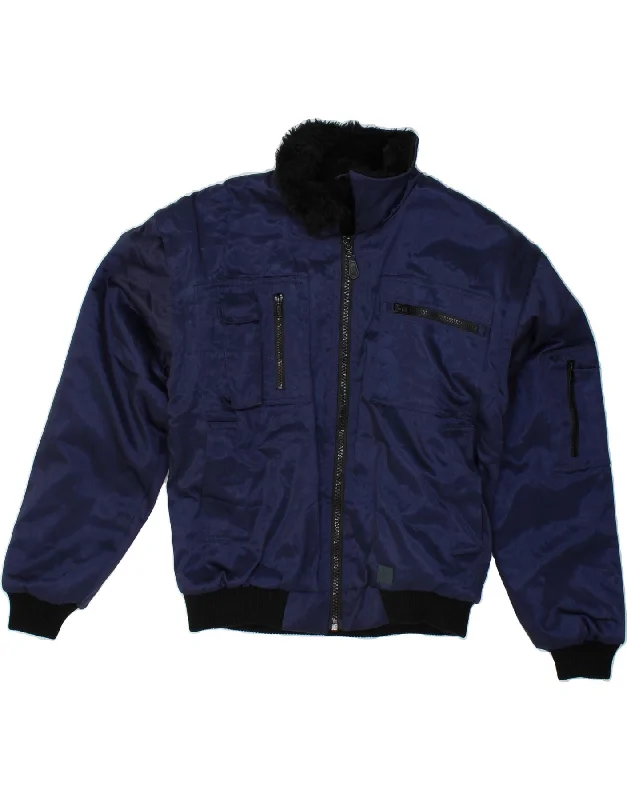 Men's Coats for HikingVINTAGE Mens Bomber Jacket UK 36 Small Navy Blue Nylon