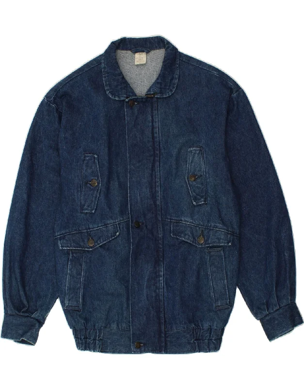 Men's Coats with ZippersVINTAGE Mens Denim Jacket IT 47 Medium Blue Cotton