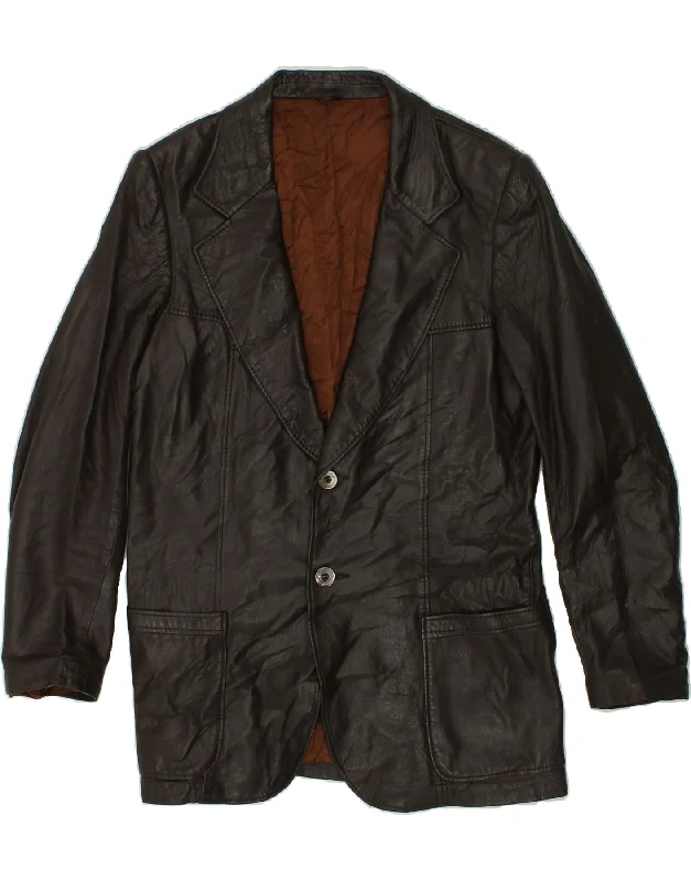 Winter-Ready Men's CoatsVINTAGE Mens Leather Jacket UK 36 Small Black