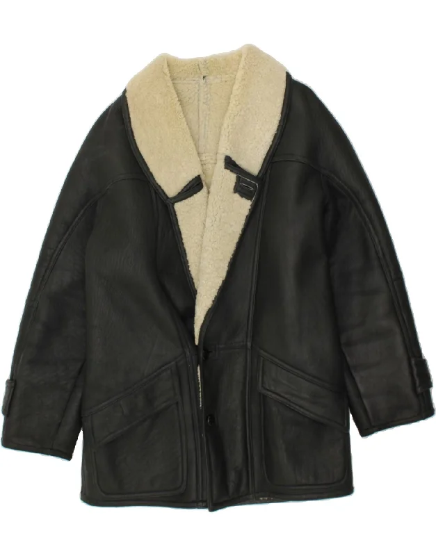Men's Coats for Short MenVINTAGE Mens Shearling Jacket IT 48 Medium Brown Shearling