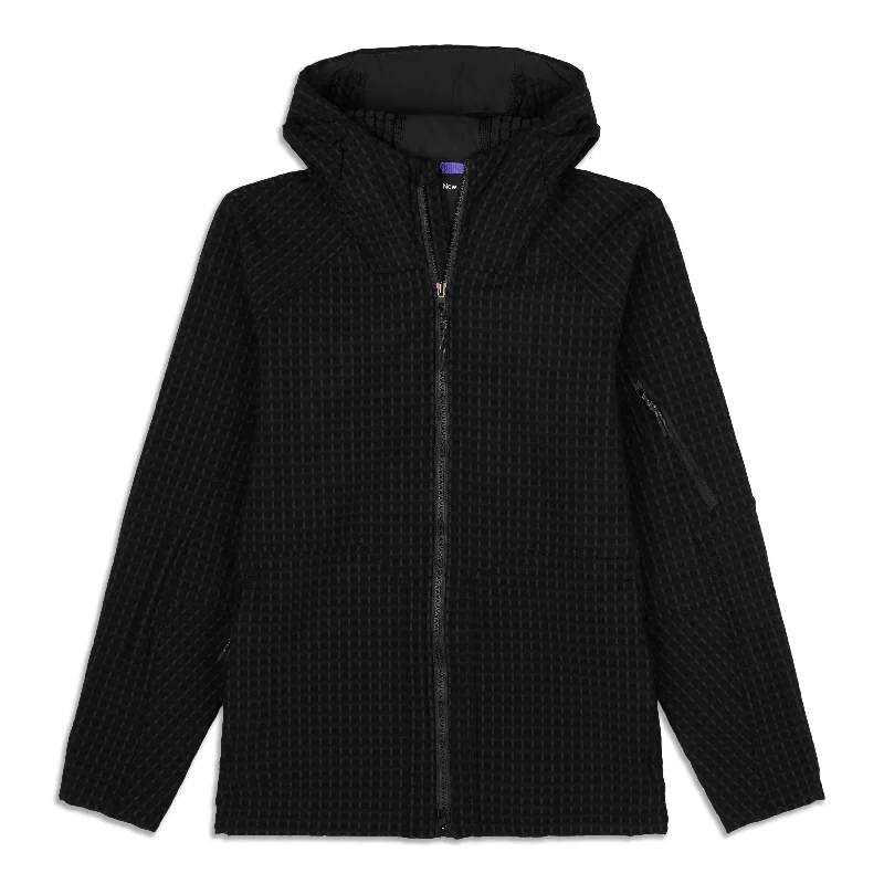 Men's Coats with Adjustable HemsWater-Repellent Grid Fleece Hiking Jacket - Resale