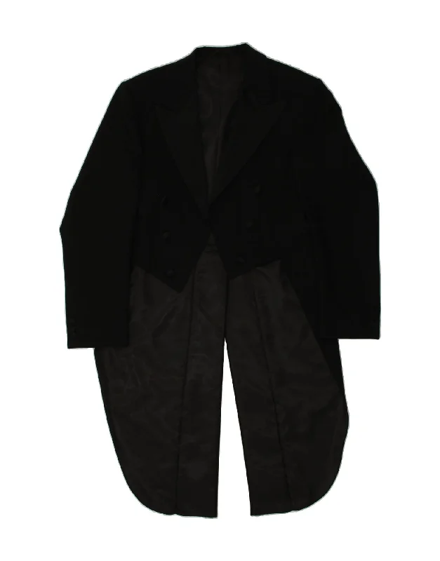 Men's Coats with Quilted LiningWILVORST Mens Long Tailed Blazer Jacket UK 38 Medium Black Wool