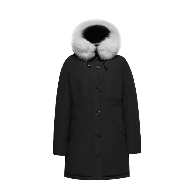 Men's Coats for Mild WeatherWomen's Ritzy Down Parka Jacket in Black (White Fox Hood Trim)