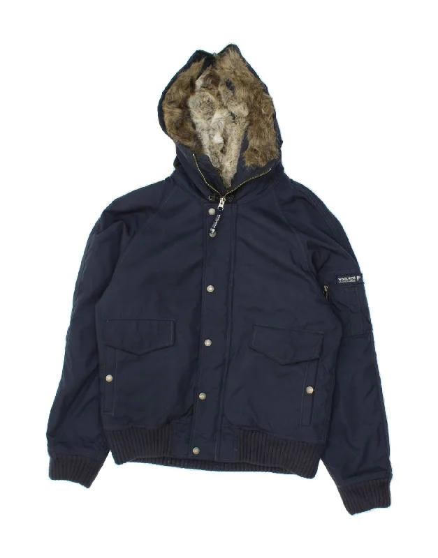 Men's Coats with Water-Repellent FabricWOOLRICH Mens Hooded Bomber Padded Jacket UK 36 Small Navy Blue Nylon Men's Coats with Water-Repellent FabricWOOLRICH Mens Hooded Bomber Padded Jacket UK 36 Small Navy Blue Nylon